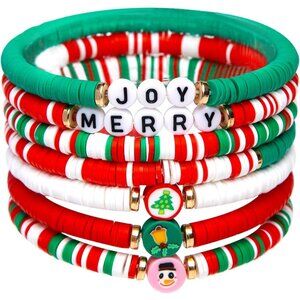 6-Pack Christmas Bracelets Candy-Style Stacks for Women & Teens Gifts